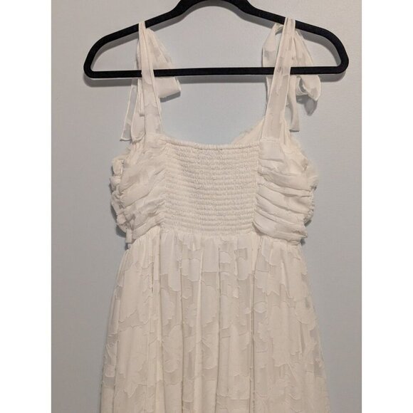 Lulus Womens Med Sleeveless Midi White Floral A-line Wedding Party Summer Dress - Picture 9 of 14